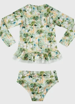 Kids Aqua Blu Long Sleeve Rash Vest Set