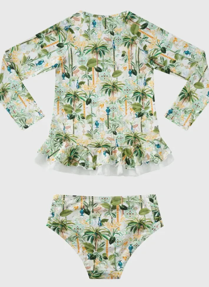 Kids Aqua Blu Long Sleeve Rash Vest Set