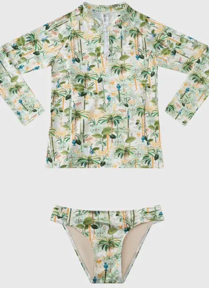 Kids Aqua Blu Long Sleeve Rash Vest Set