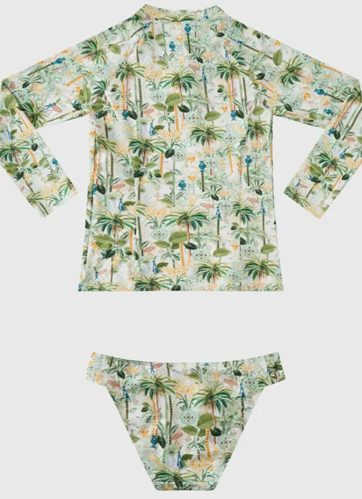 Kids Aqua Blu Long Sleeve Rash Vest Set