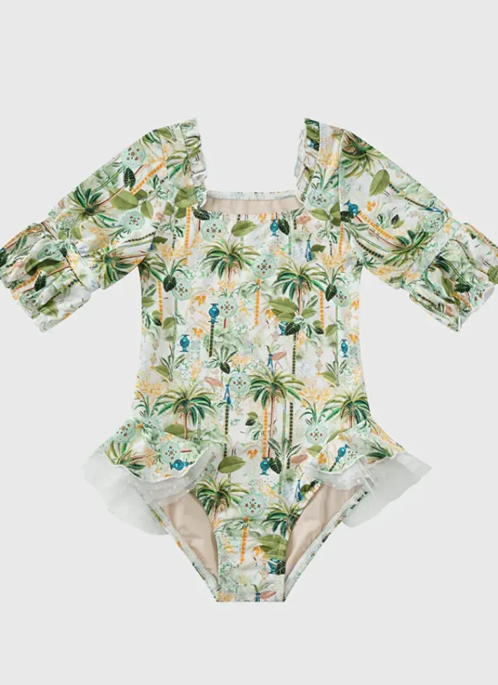 Kids Aqua Blu Short Sleeve Puff One Piece