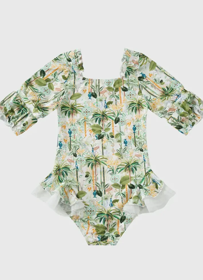 Kids Aqua Blu Short Sleeve Puff One Piece