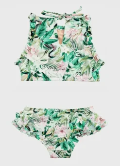 Kids Aqua Blu Halter Neck Bikini Set