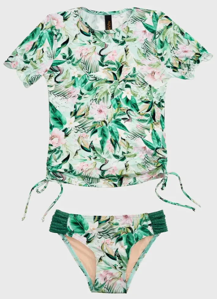 Kids Aqua Blu Short Sleeve Rash Vest Set