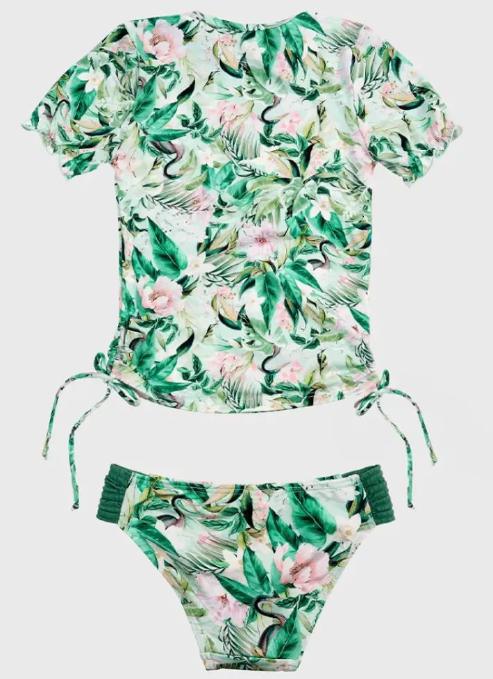 Kids Aqua Blu Short Sleeve Rash Vest Set