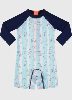 Kids/BOY Aqua Blu Long Sleeve Sunsuit