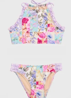 Kids Aqua Blu Halter Neck Bikini Set