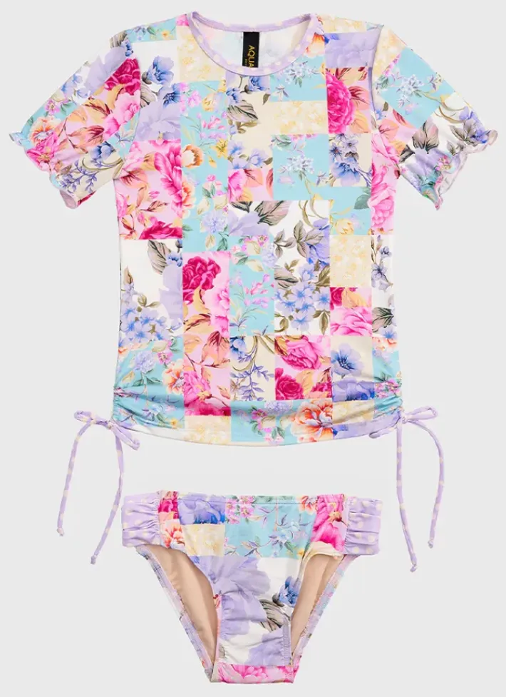 Kids Aqua Blu Short Sleeve Rash Vest Set