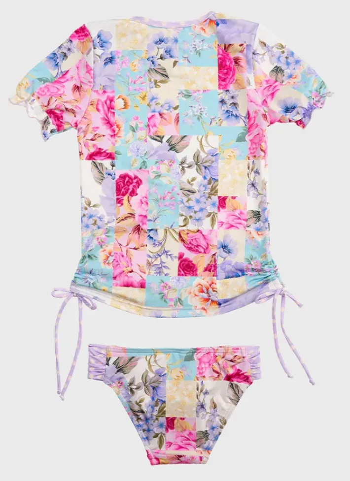 Kids Aqua Blu Short Sleeve Rash Vest Set