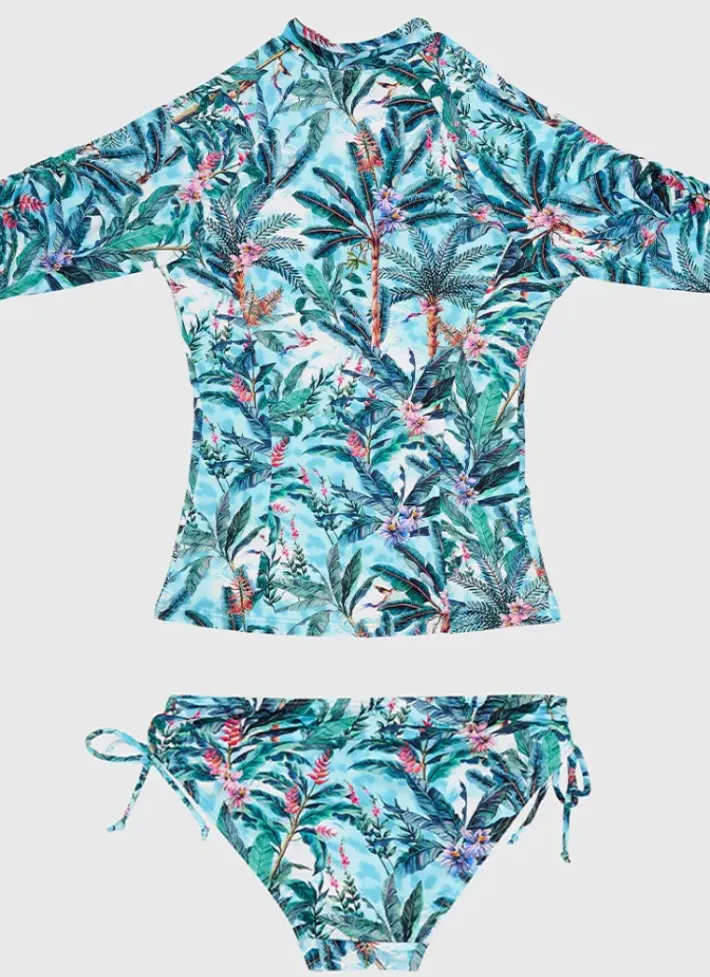 Kids Aqua Blu Long Sleeve Rash Vest Set