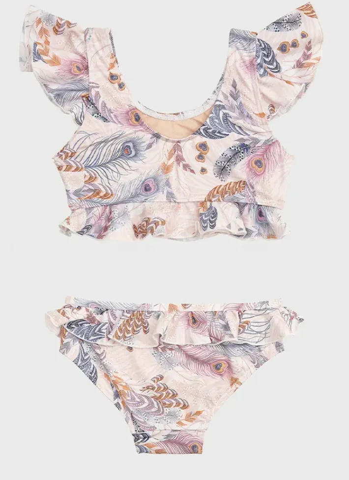 Kids Aqua Blu Frill Bikini Set