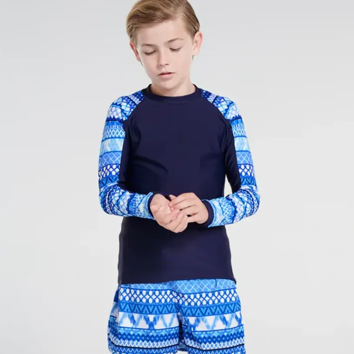 Kids Aqua Blu Long Sleeve Rash Vest