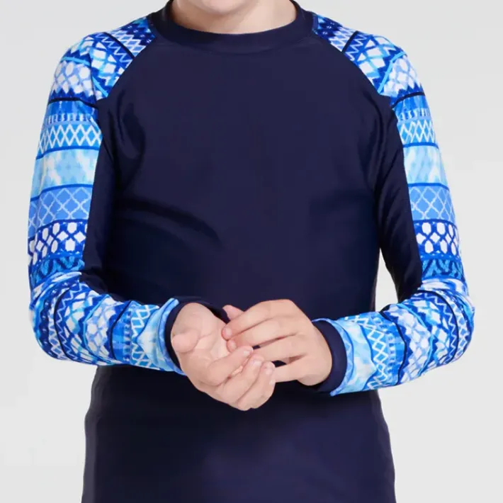 Kids Aqua Blu Long Sleeve Rash Vest