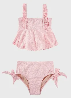 Kids Aqua Blu Stepping Stones Frill Bikini Set