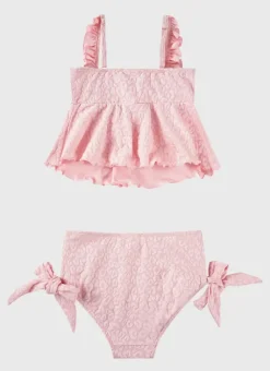Kids Aqua Blu Stepping Stones Frill Bikini Set