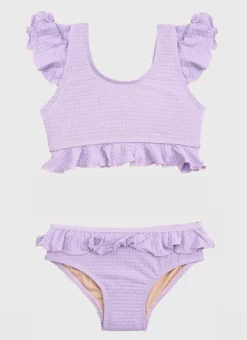 Kids Aqua Blu Stepping Stones Frill Bikini Set