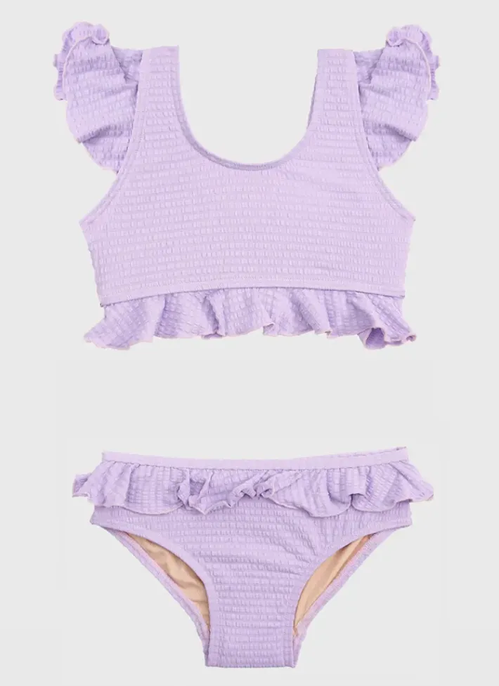 Kids Aqua Blu Stepping Stones Frill Bikini Set