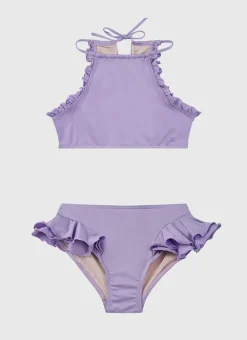 Kids Aqua Blu Stepping Stones Halter Neck Bikini Set