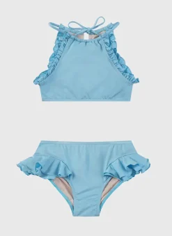 Kids Aqua Blu Stepping Stones Halter Neck Bikini Set