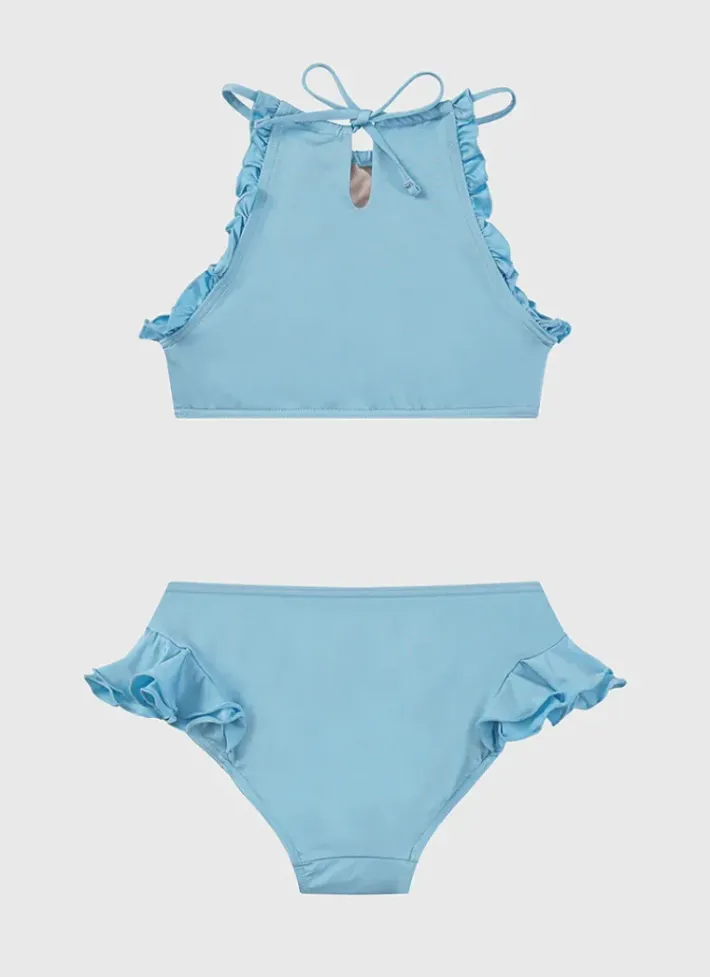 Kids Aqua Blu Stepping Stones Halter Neck Bikini Set