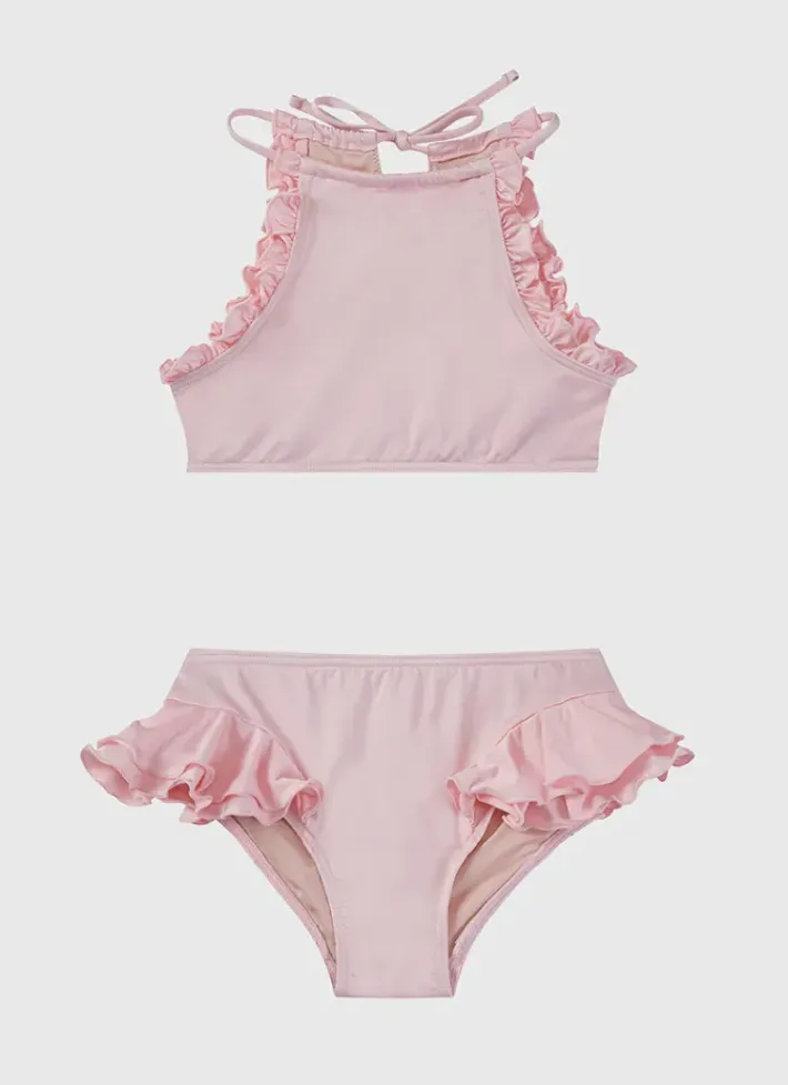 Kids Aqua Blu Stepping Stones Halter Neck Bikini Set