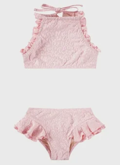 Kids Aqua Blu Stepping Stones Halter Neck Bikini Set