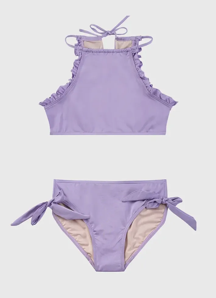 Kids Aqua Blu Stepping Stones Halter Neck Bikini Set
