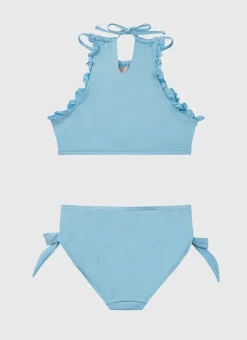 Kids Aqua Blu Stepping Stones Halter Neck Bikini Set