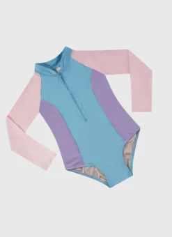 Kids Aqua Blu Stepping Stones Long Sleeve One Piece