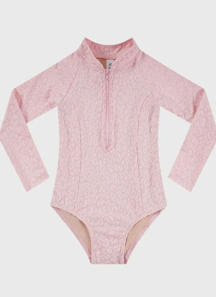 Kids Aqua Blu Stepping Stones Long Sleeve One Piece