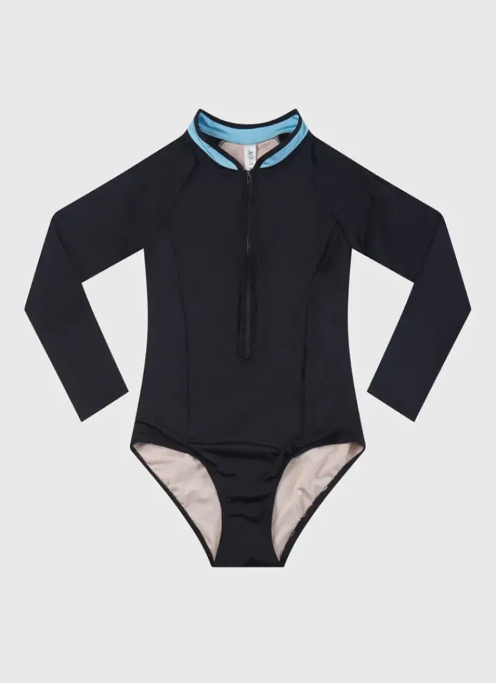 Kids Aqua Blu Stepping Stones Long Sleeve One Piece
