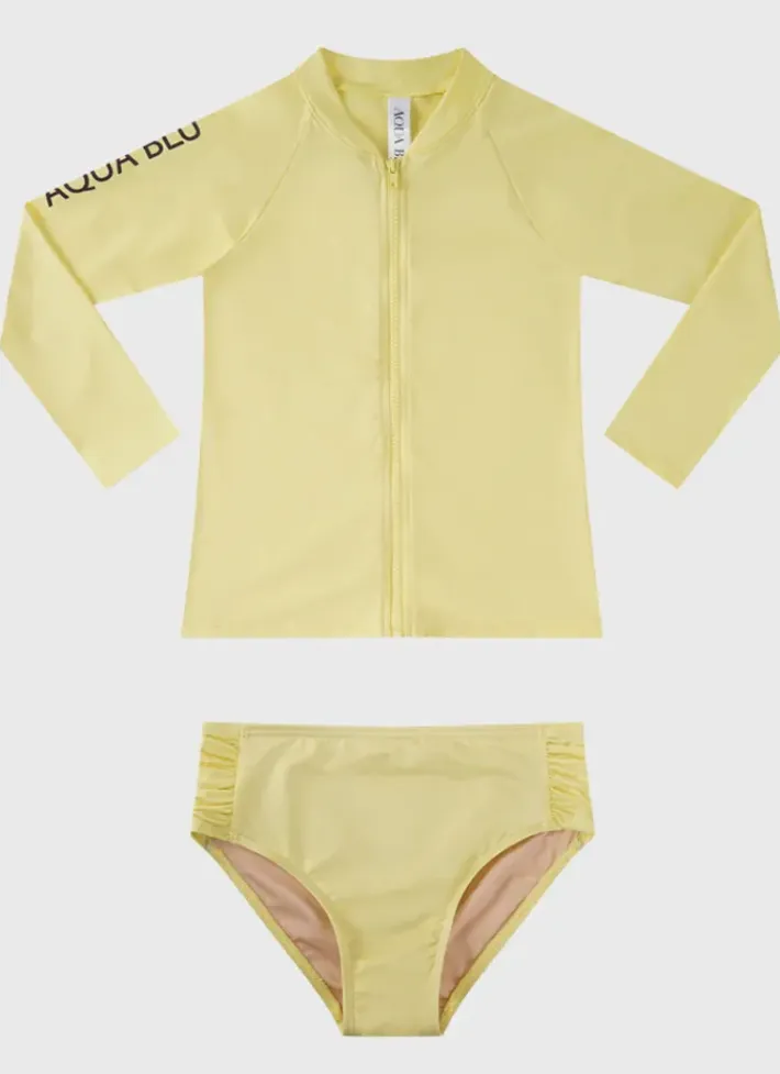 Kids Aqua Blu Stepping Stones Long Sleeve Rash Vest Set