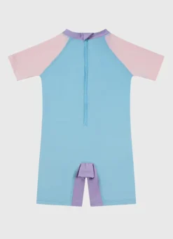 Kids Aqua Blu Stepping Stones Short Sleeve Sunsuit